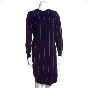 Stella McCartney Wool‎ Blend Asymmetrical Pinstripe Sweater Dress 8